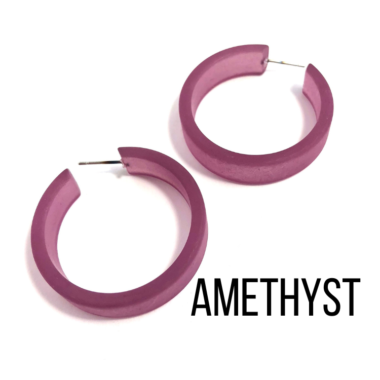 Portland Frosted Lucite Hoop Earrings Amethyst Portland Hoops by Leetie Lovendale | Fleurcouture