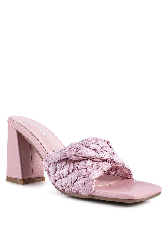 POUT PRO BRAIDED RAFFIA BLOCK SANDAL Pink 5 by Rag Company | Fleurcouture