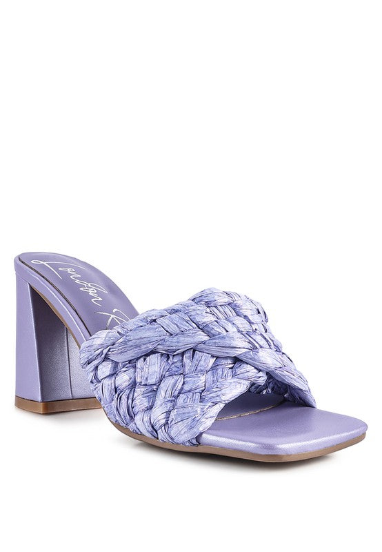 POUT PRO BRAIDED RAFFIA BLOCK SANDAL Purple 5 by Rag Company | Fleurcouture