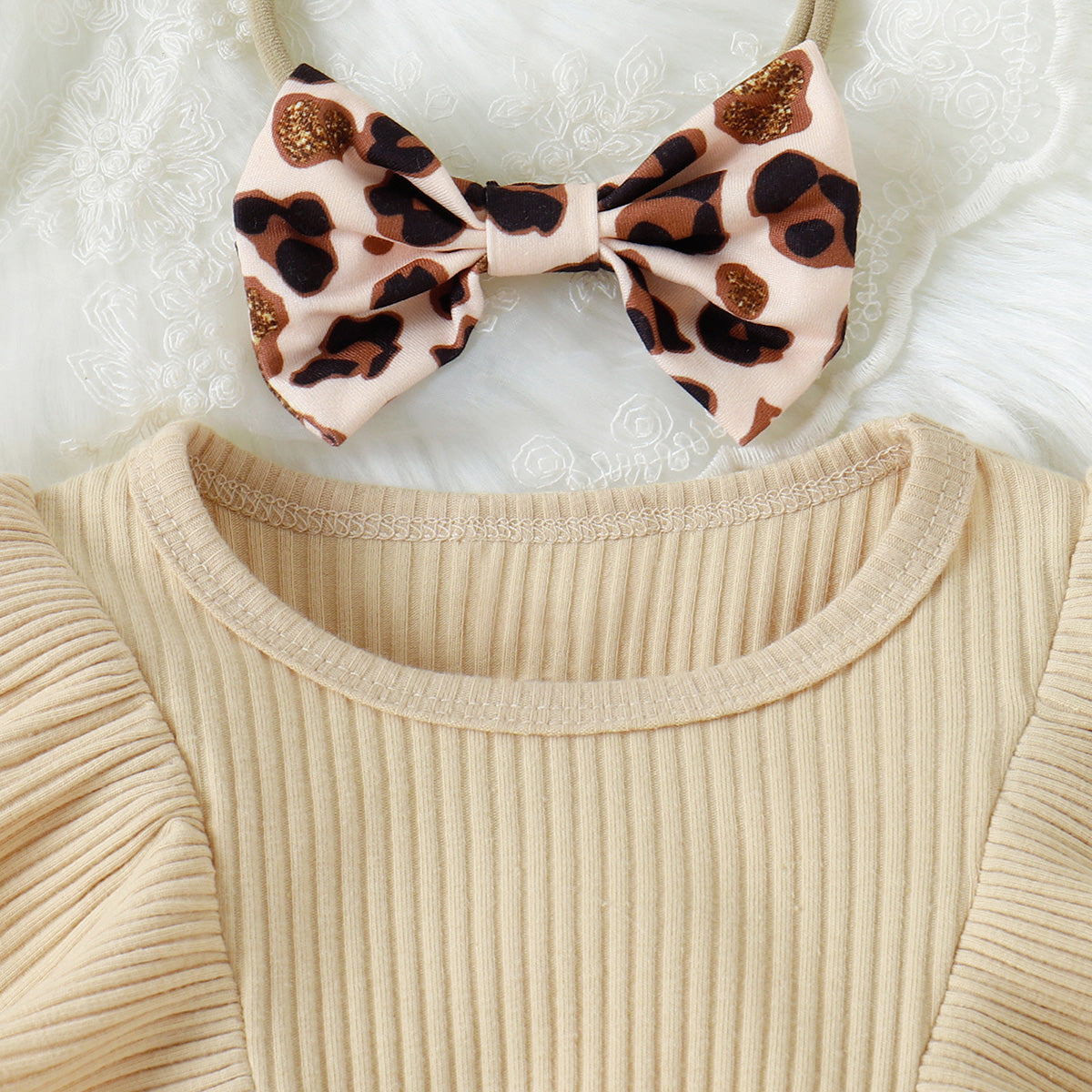 Printed Ruffled Bow Round Neck Bodysuit Dress Baby & Toddler Clothing by Trendsi | Fleurcouture