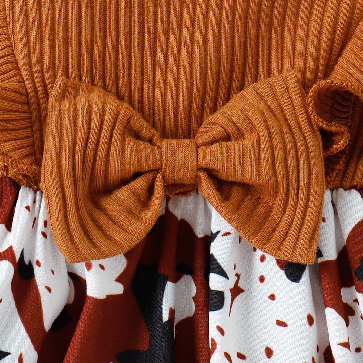 Printed Ruffled Bow Round Neck Bodysuit Dress Baby & Toddler Clothing by Trendsi | Fleurcouture