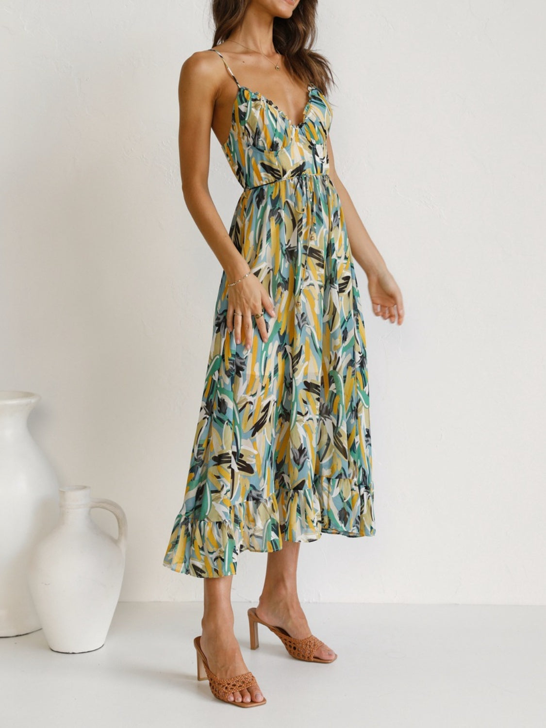Printed Sleeveless Midi Cami dress Dresses by Trendsi | Fleurcouture