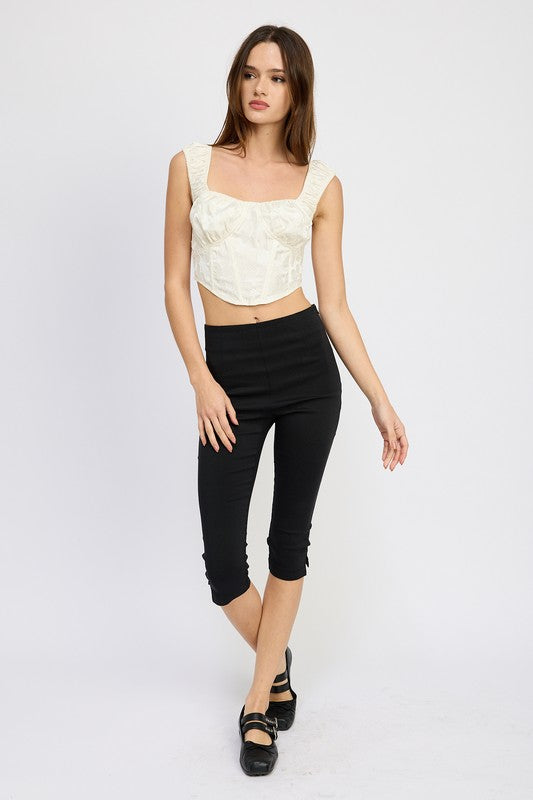 PUFF SLEEVE CORSET TOP WHITE by Emory Park | Fleurcouture