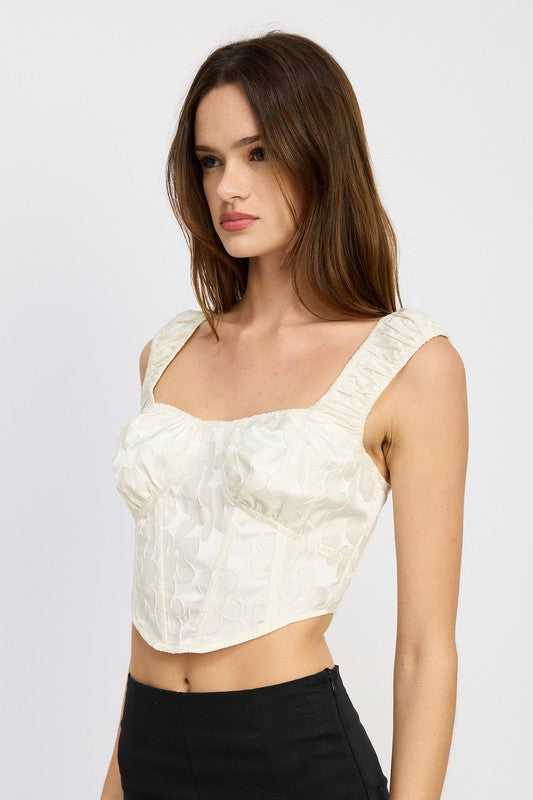 PUFF SLEEVE CORSET TOP WHITE by Emory Park | Fleurcouture