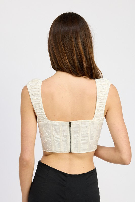 PUFF SLEEVE CORSET TOP WHITE by Emory Park | Fleurcouture