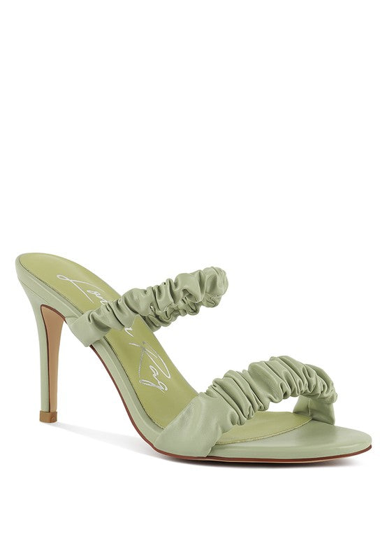 QUALIE GATHERED AROUND SLIP-ON HEELED SANDAL Mint 5 by Rag Company | Fleurcouture