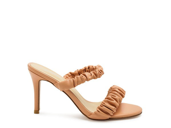 QUALIE GATHERED AROUND SLIP-ON HEELED SANDAL by Rag Company | Fleurcouture