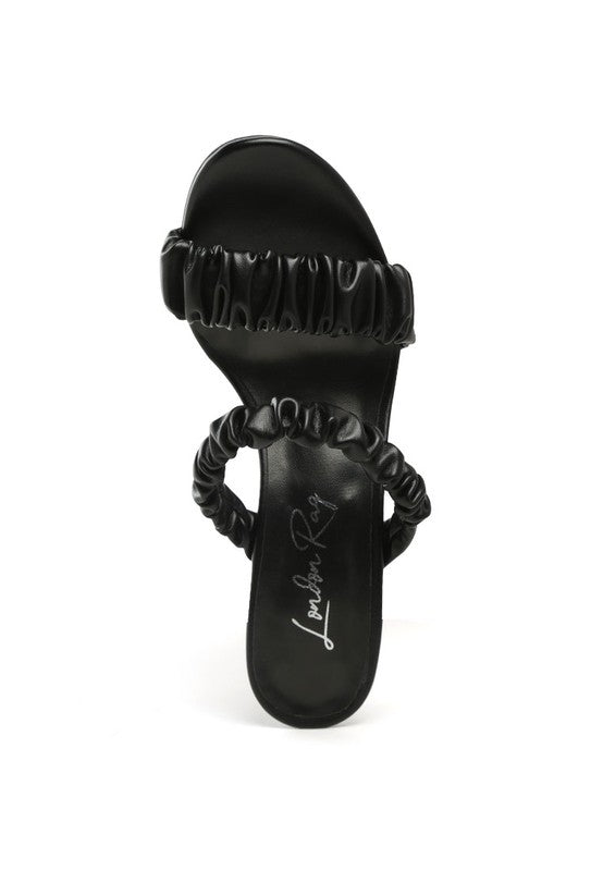 QUALIE GATHERED AROUND SLIP-ON HEELED SANDAL by Rag Company | Fleurcouture