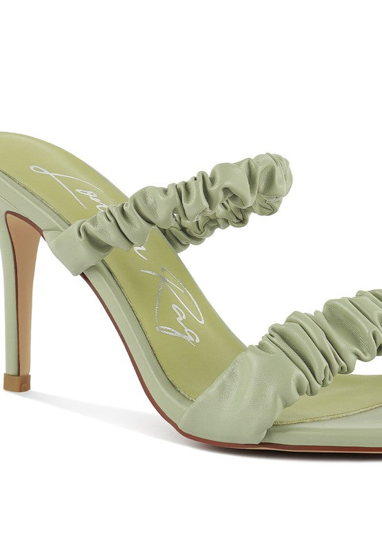 QUALIE GATHERED AROUND SLIP-ON HEELED SANDAL by Rag Company | Fleurcouture
