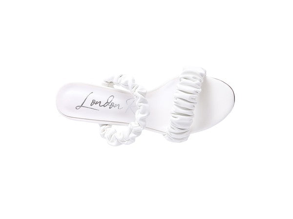 QUALIE GATHERED AROUND SLIP-ON HEELED SANDAL by Rag Company | Fleurcouture