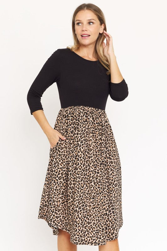 Quarter Sleeve Midi Dress by EG fashion | Fleurcouture
