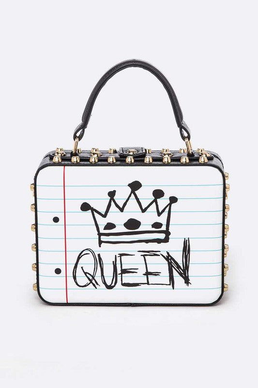 QUEEN LOVE Iconic Top Handle Box Swing Bag White O/S by Artini Accessories | Fleurcouture