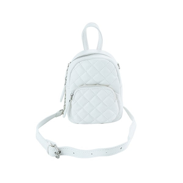 QUILTED CROSSBODY SATCHEL BAG WTWT/WHITE Os by Bella Chic | Fleurcouture