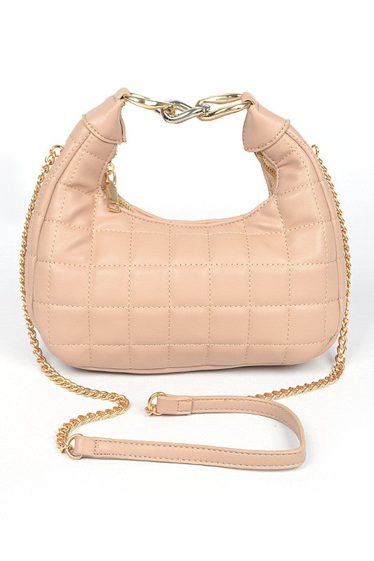 Quilted Top Handle Convertible Swing Bag NUDE O/S by Artini Accessories | Fleurcouture