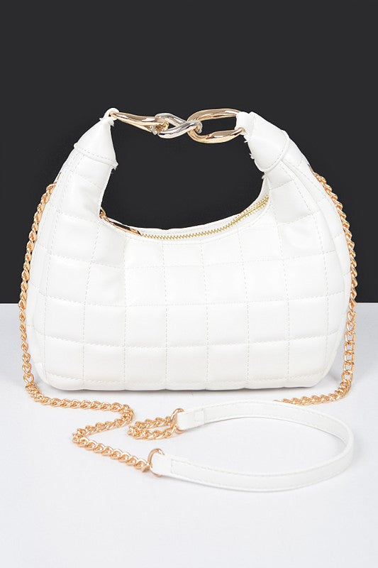 Quilted Top Handle Convertible Swing Bag White O/S by Artini Accessories | Fleurcouture