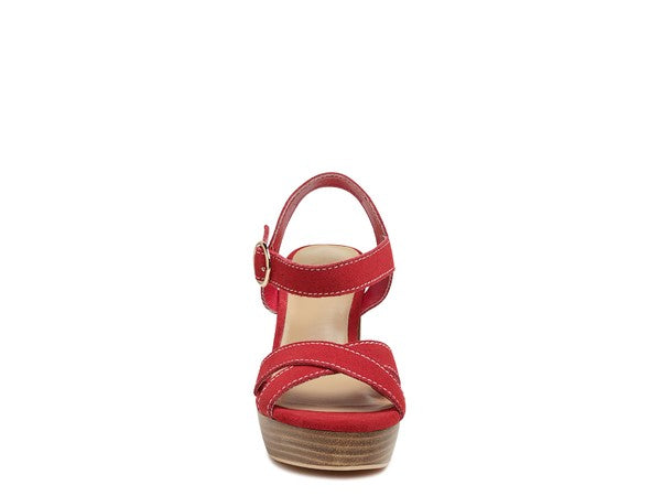 RAG&CO CHOUPETTE SUEDE LEATHER BLOCK HEELED SANDAL by Rag Company | Fleurcouture