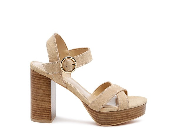 RAG&CO CHOUPETTE SUEDE LEATHER BLOCK HEELED SANDAL by Rag Company | Fleurcouture