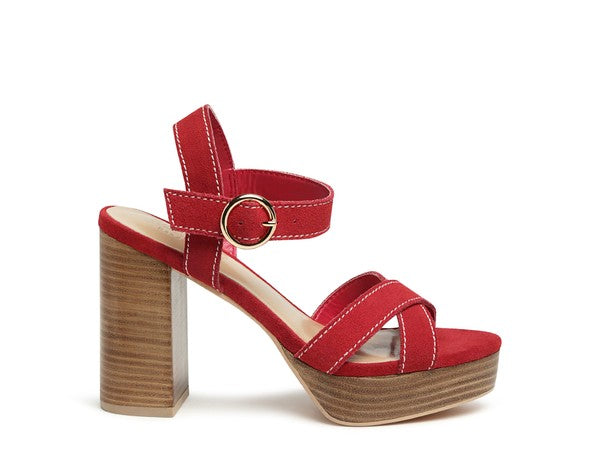 RAG&CO CHOUPETTE SUEDE LEATHER BLOCK HEELED SANDAL by Rag Company | Fleurcouture