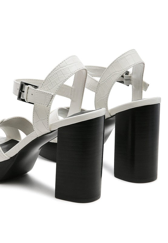 RAG&CO CHYPRE HIGH HEELED BLOCK SANDAL IN TAN by Rag Company | Fleurcouture