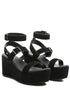 RAG&CO PORTIA LEATHER WEDGE SANDAL Black 10 by Rag Company | Fleurcouture