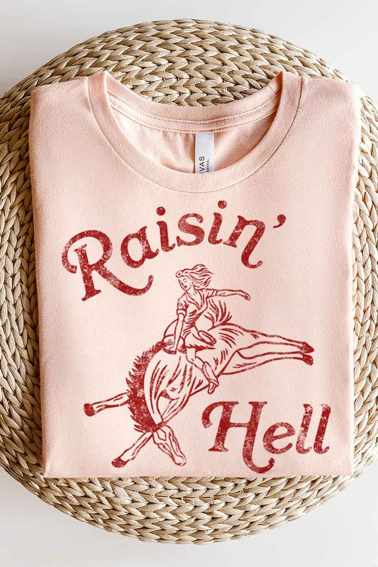 RAISIN HELL T-SHIRT PLUS SIZE PEACH 1X by ALPHIA | Fleurcouture