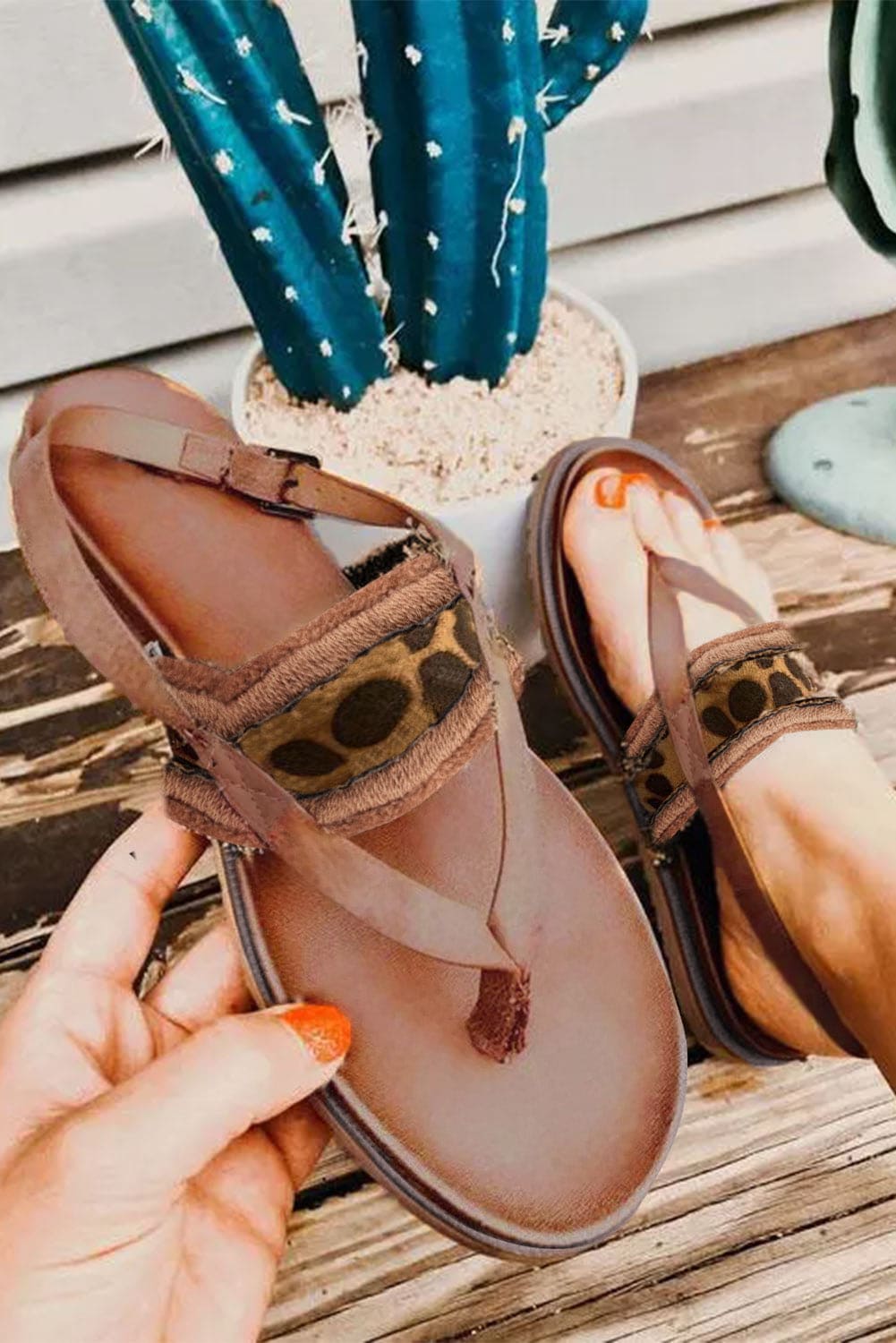 Raw Hem Leopard Clip Toe Sandals Leopard Shoes & Bags by Fleurcouture | Fleurcouture