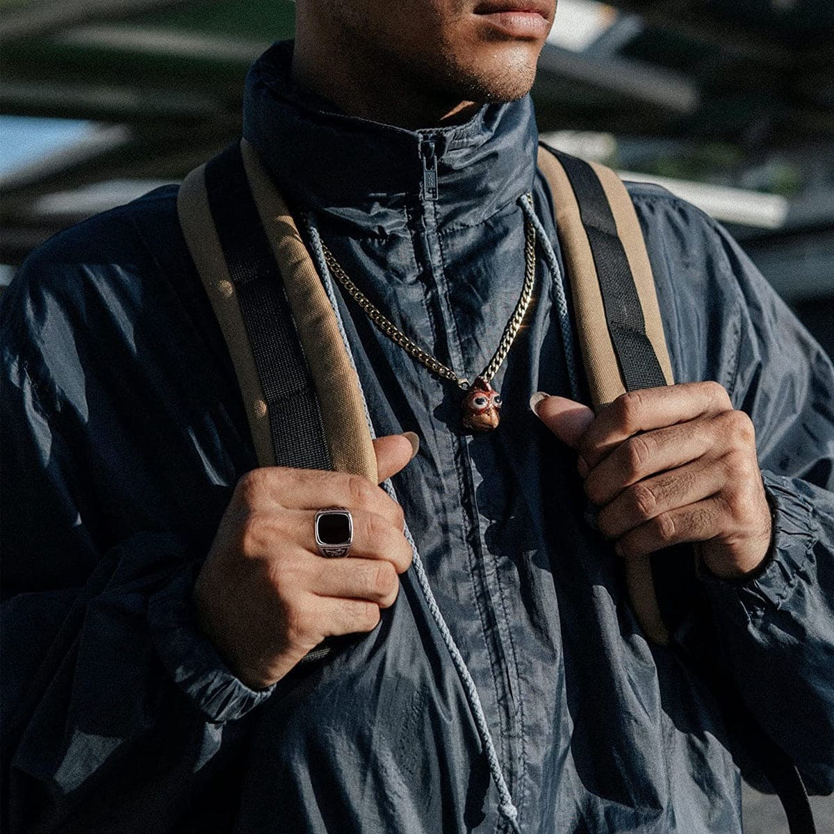 retro geometric titanium steel polishing plating men&