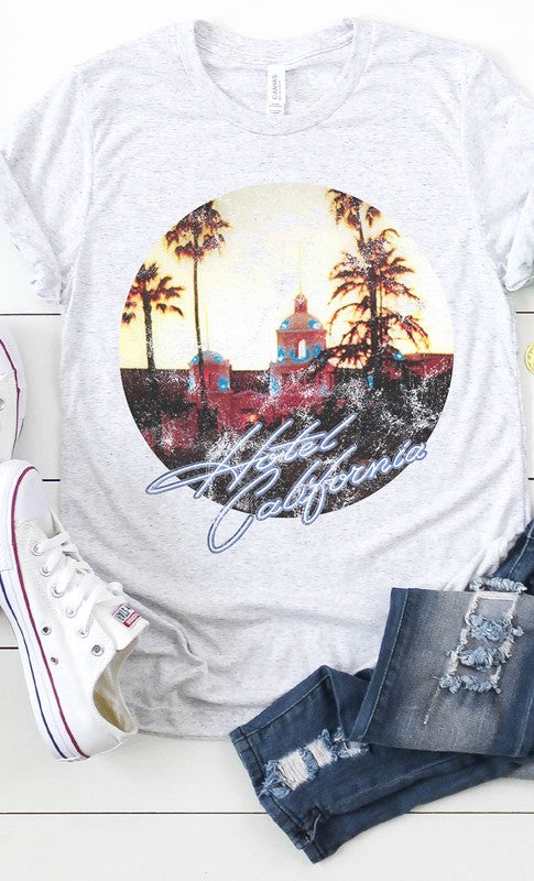 Retro Hotel California Graphic Tee PLUS Ash Gray XXL by Kissed Apparel | Fleurcouture