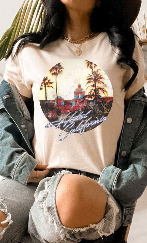 Retro Hotel California Graphic Tee PLUS Cream XXL by Kissed Apparel | Fleurcouture