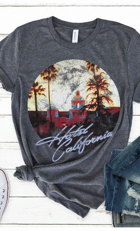 Retro Hotel California Graphic Tee PLUS Heather Charcoal XXL by Kissed Apparel | Fleurcouture