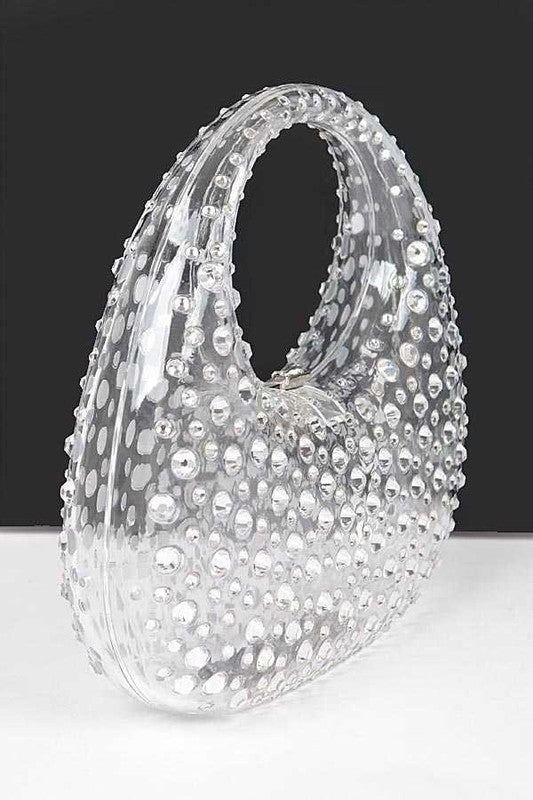 Rhinestone Cleared Top Handle Box Clutch Clear O/S by LA Jewelry Plaza | Fleurcouture