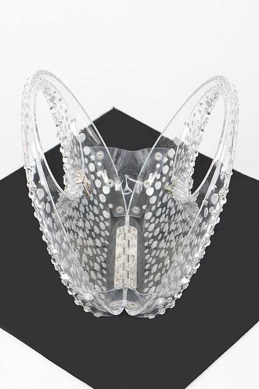 Rhinestone Cleared Top Handle Box Clutch Clear O/S by LA Jewelry Plaza | Fleurcouture