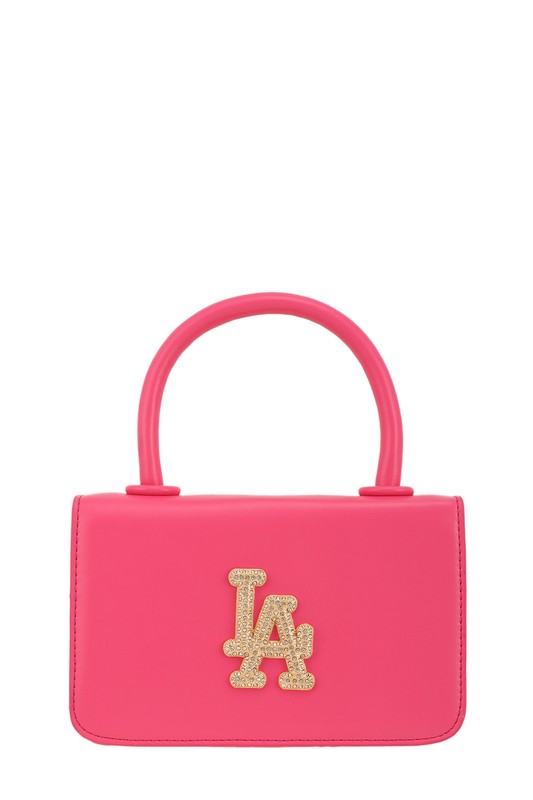 Rhinestone LA Charm Cross Body Bag FUCHSIA OS by ICCO ACCESSORIES | Fleurcouture