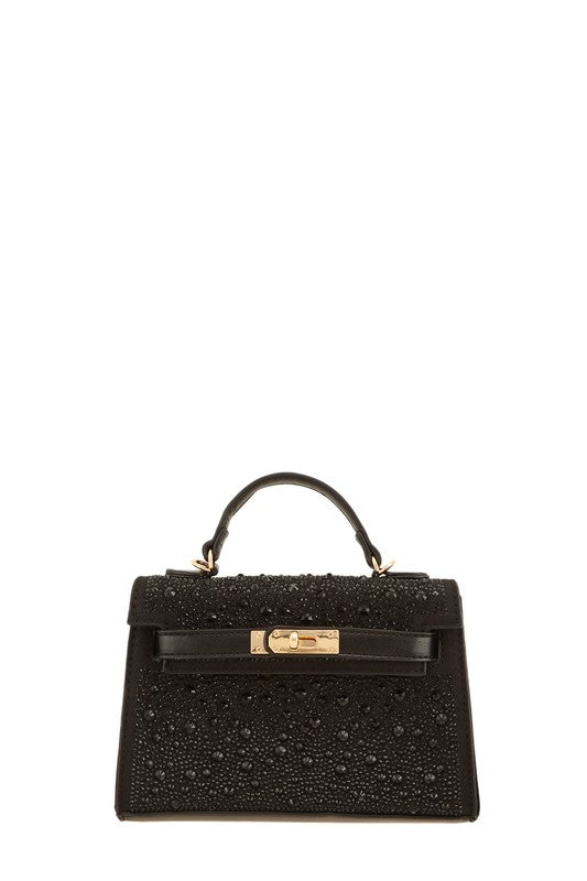 Rhinestone Square Cross Bag BLACK OS by ICCO ACCESSORIES | Fleurcouture