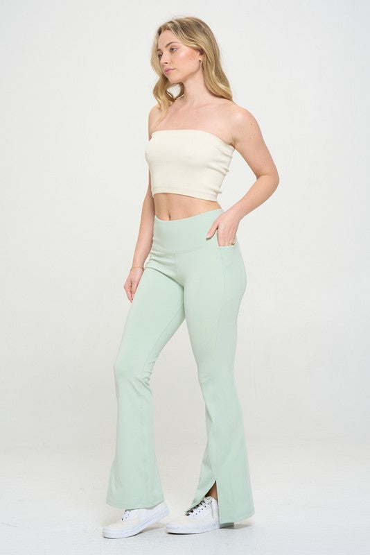 Ribbed Knit Bandeau Tube Top Strapless by OTOS Active | Fleurcouture