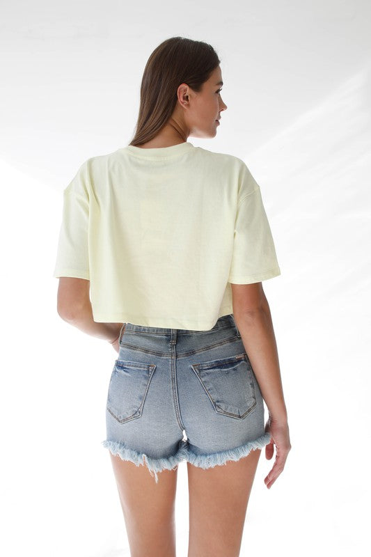 Ribbon Tie Frayed Denim Shorts MEDIUM by Denim Lab USA | Fleurcouture