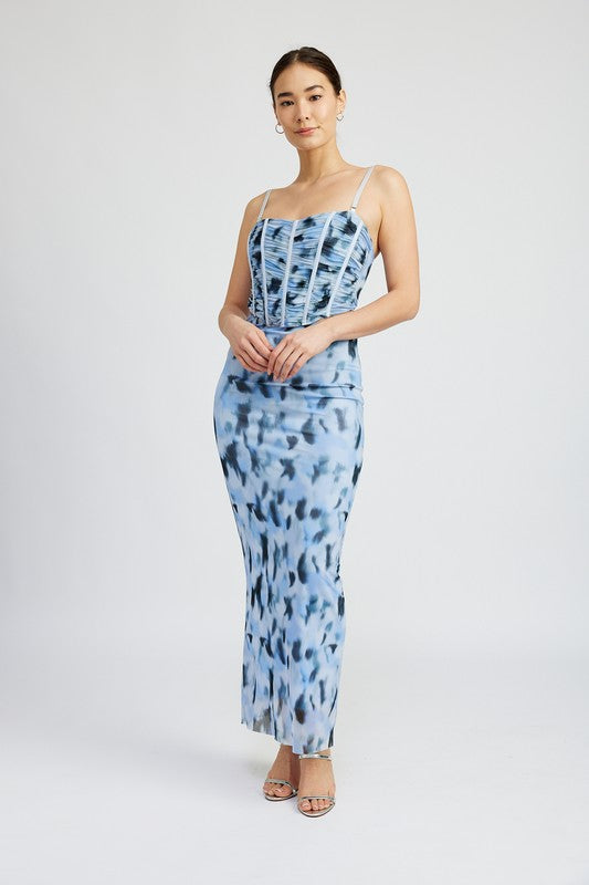 RUCHED CORSET TOP BLUE COMBO by Emory Park | Fleurcouture
