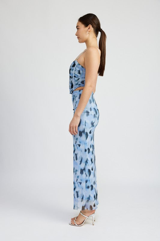 RUCHED CORSET TOP BLUE COMBO by Emory Park | Fleurcouture