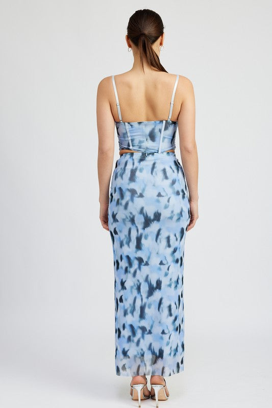 RUCHED CORSET TOP BLUE COMBO by Emory Park | Fleurcouture