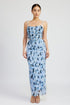 RUCHED CORSET TOP BLUE COMBO S by Emory Park | Fleurcouture