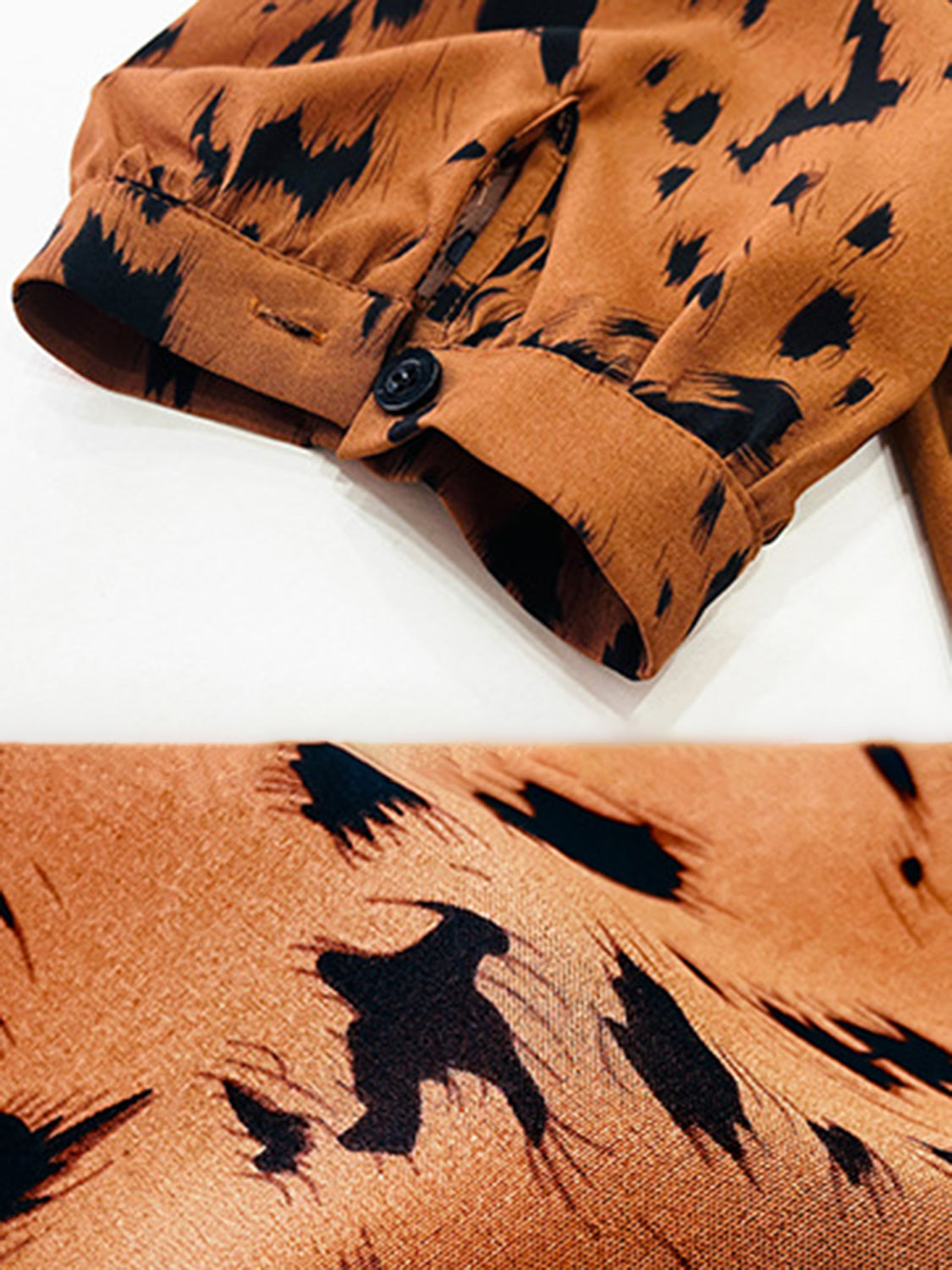 Ruched Printed Mock Neck Half Sleeve Blouse Tops/Blouses & Shirts by Trendsi | Fleurcouture