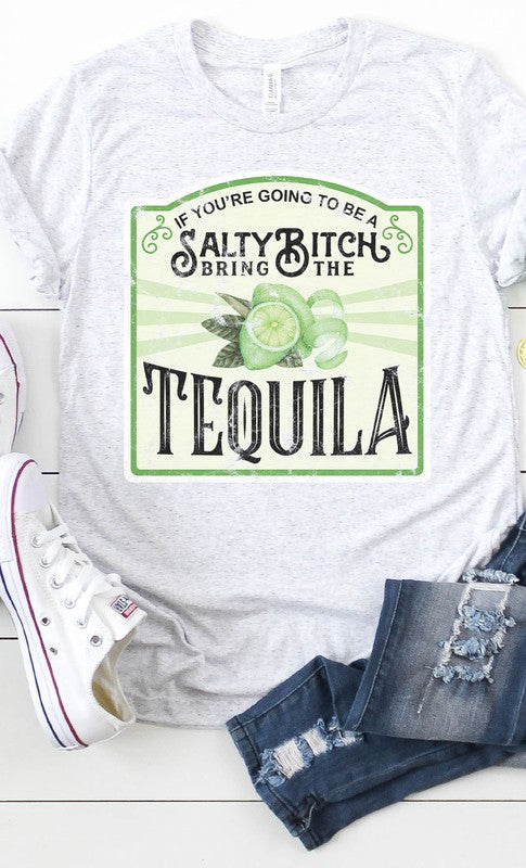 Salty Bitch Tequila Graphic Tee PLUS Ash Gray XXL by Kissed Apparel | Fleurcouture