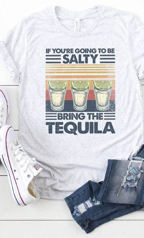 Salty, bring the tequila retro graphic tee by Kissed Apparel | Fleurcouture