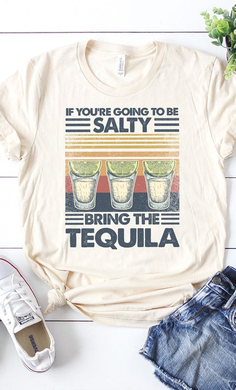 Salty, bring the tequila retro graphic tee PLUS by Kissed Apparel | Fleurcouture