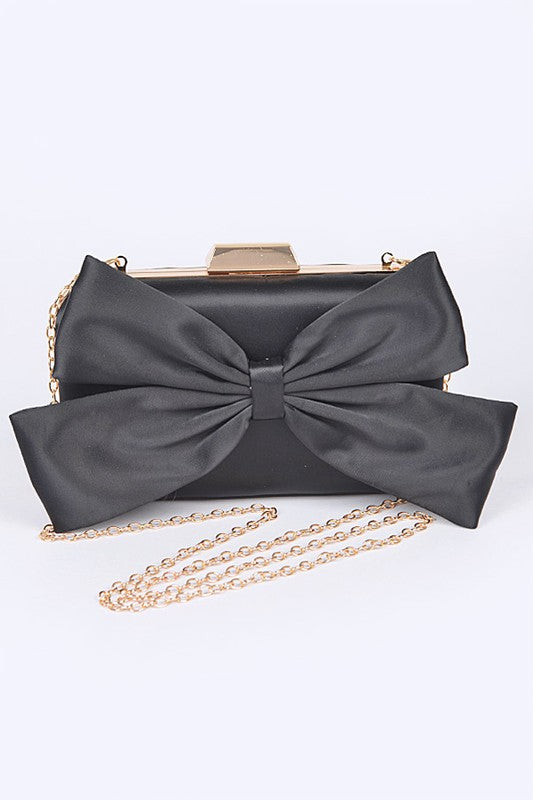 Satin Bowtie Box Clutch Red O/S by Artini Accessories | Fleurcouture
