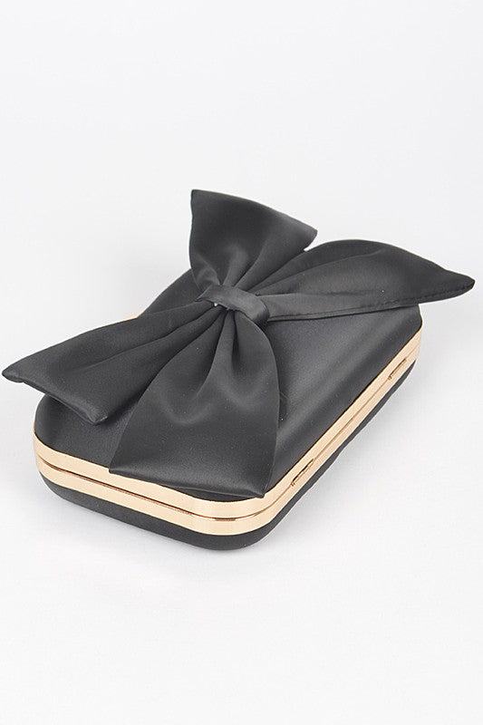 Satin Bowtie Box Clutch Red O/S by Artini Accessories | Fleurcouture