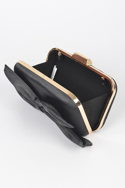 Satin Bowtie Box Clutch Red O/S by Artini Accessories | Fleurcouture