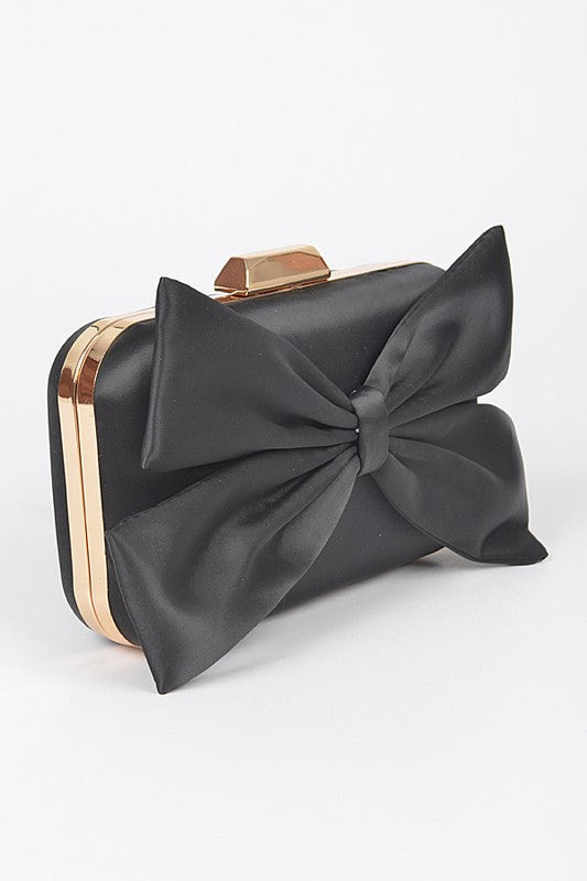 Satin Bowtie Box Clutch Red O/S by Artini Accessories | Fleurcouture