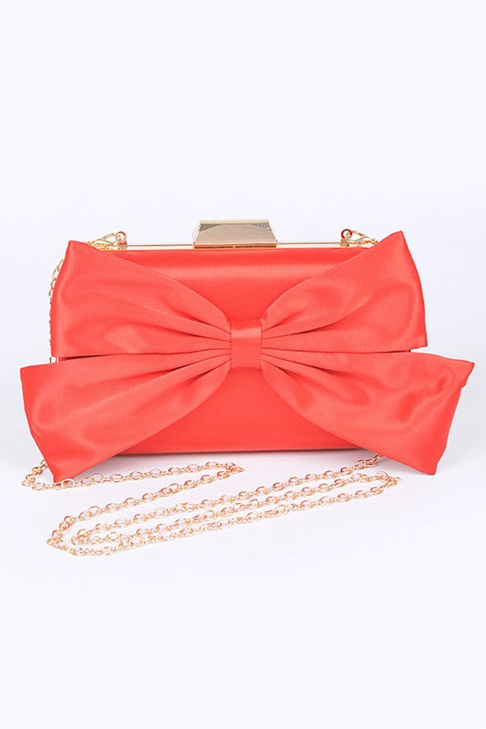 Satin Bowtie Box Clutch Red O/S by Artini Accessories | Fleurcouture