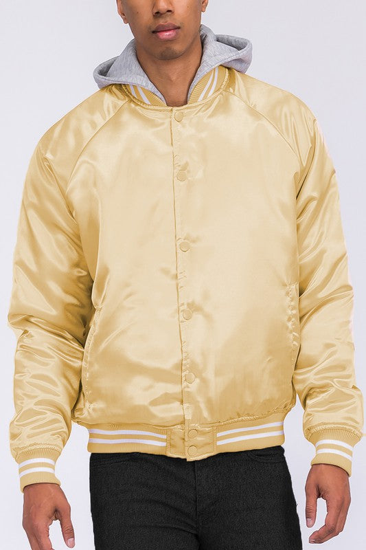 SATIN VARSITY BOMBER JACKET SAHARA S Men&